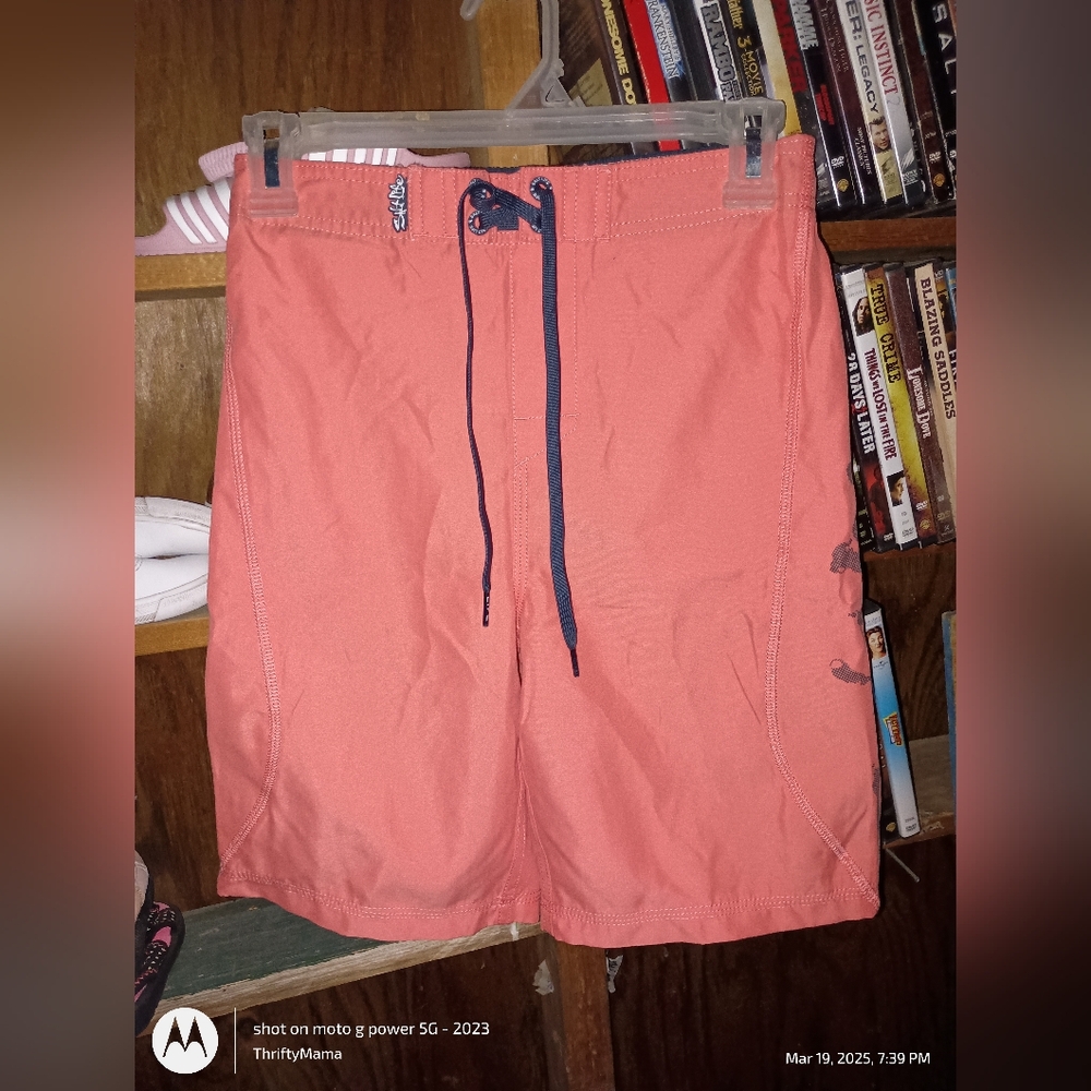 Boys Aqua Orange Board Shorts Quick-Dry Swimwear